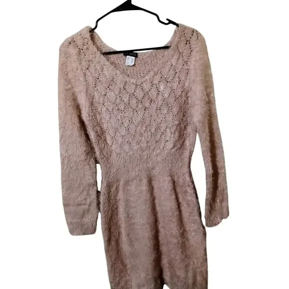 Venus Soft & Fluffy Cozy Knit Barbie Core Dinner Party Mini Sweater Dress Sz M - Picture 2 of 10